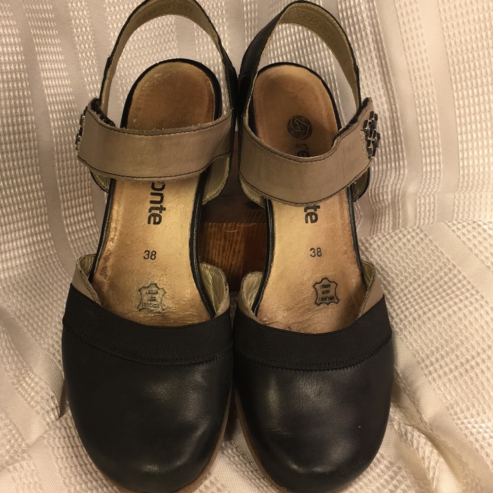 Remonte leather ankle strap, 1.5”leather/stud/heel